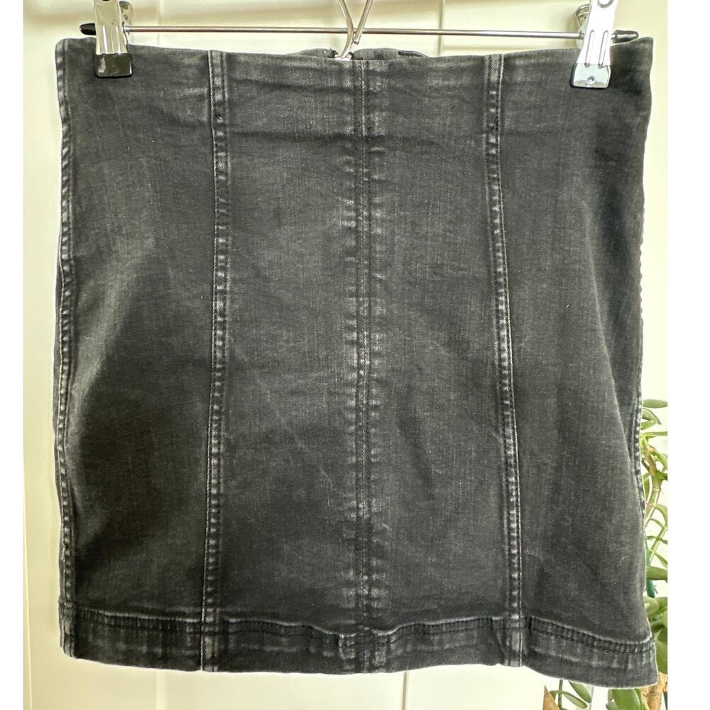 Free People Women's Modern Femme Mini Skirt, Charcoal Grey/Black, Size 8, EUC